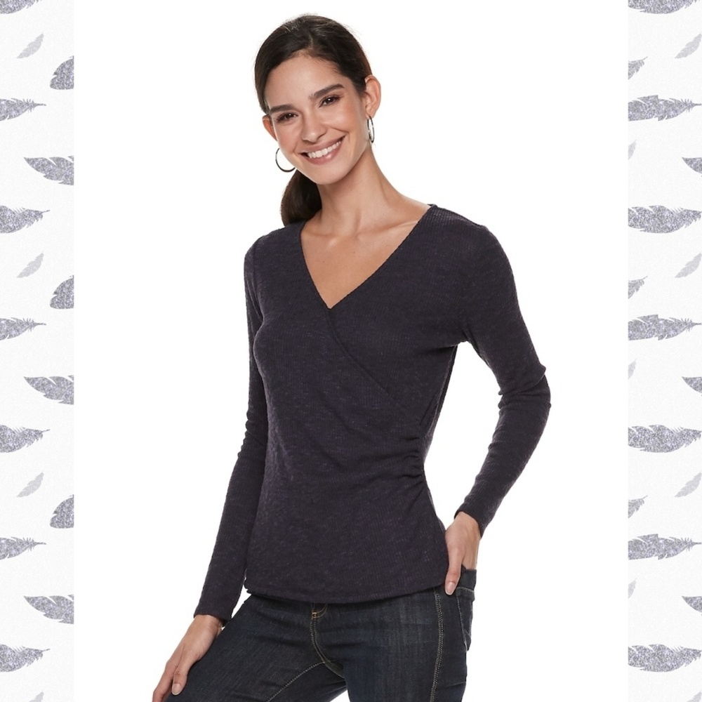 Rock & Republic Surplice Rouched Top